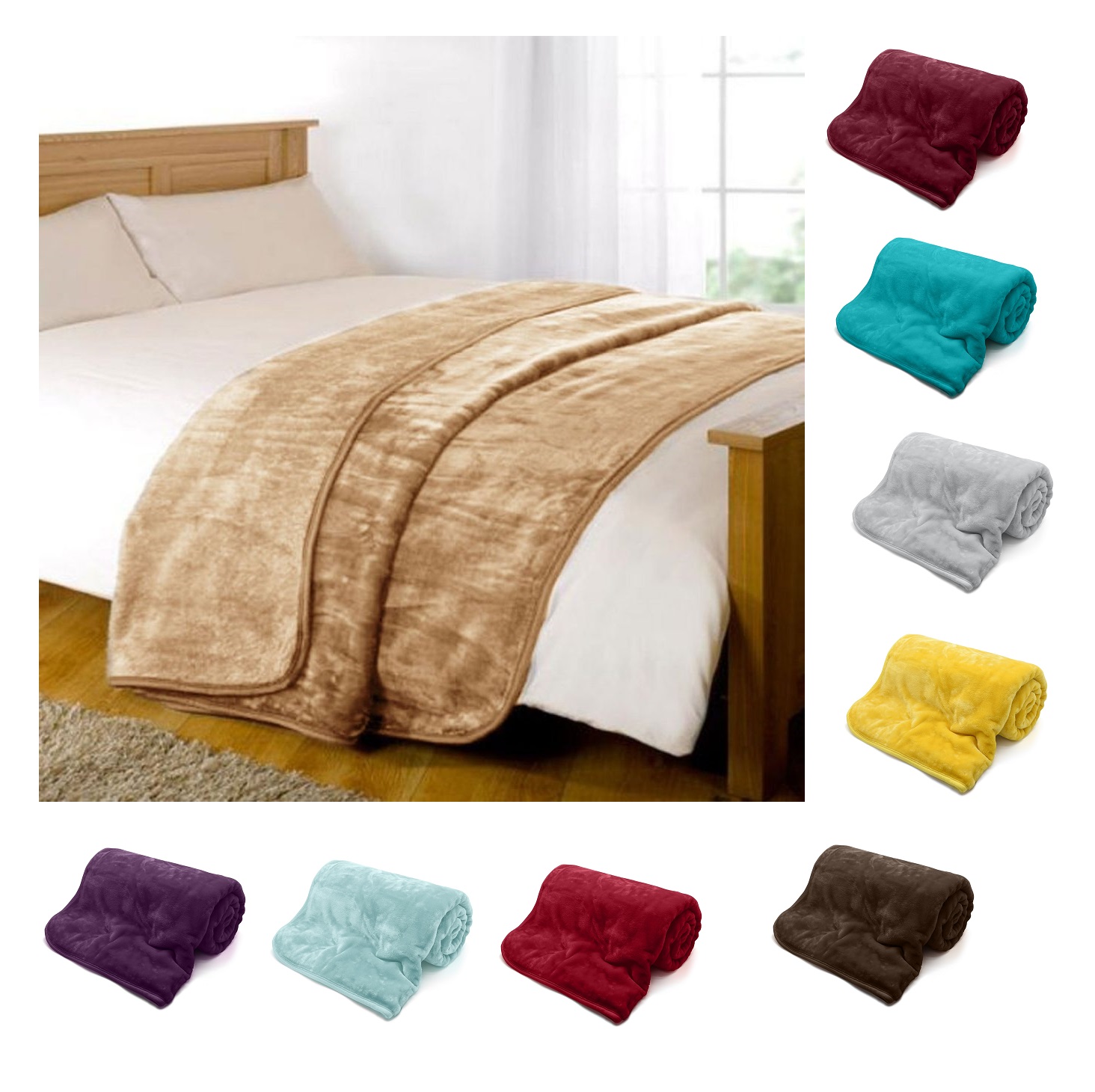Faux Fur Throw Fleece Blanket Mink Sofa Bed Luxury Single Double King Size 