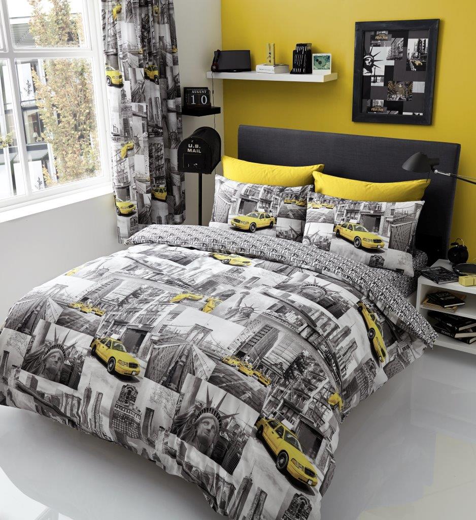 New York Patchi Duvet Cover Bedding Set Single Double King