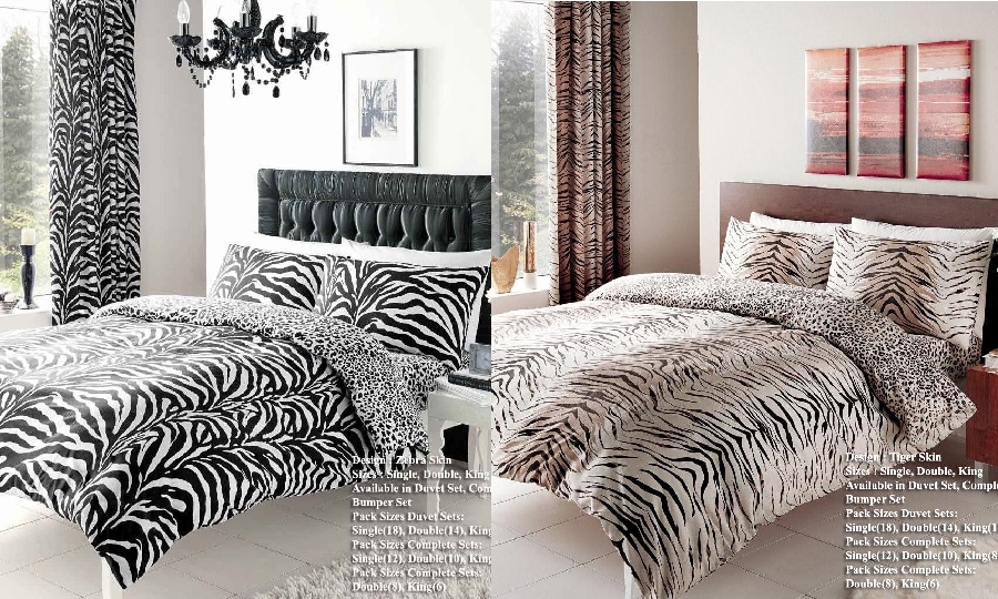 Tiger Brown Or Zebra Skin Printed Duvet, Zebra King Size Bedding