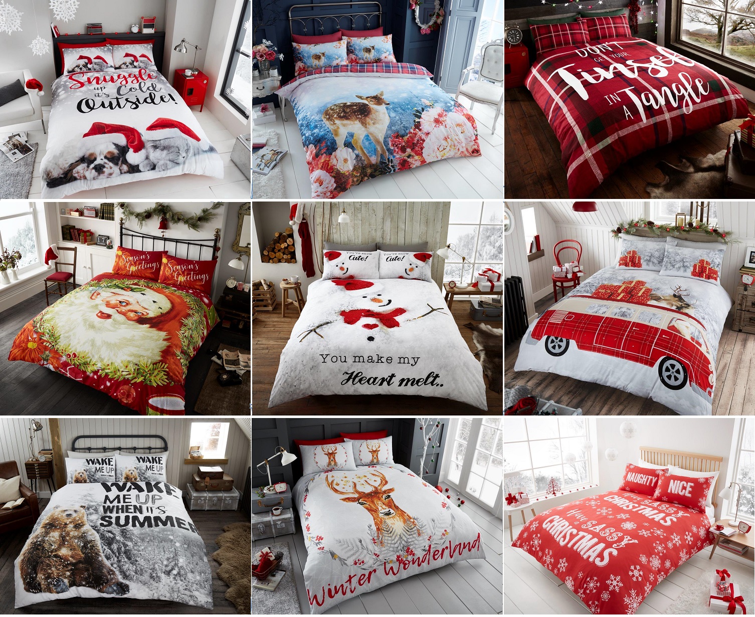 Santa Christmas Bedding Magical Wonderland Winter Snowman Xmas
