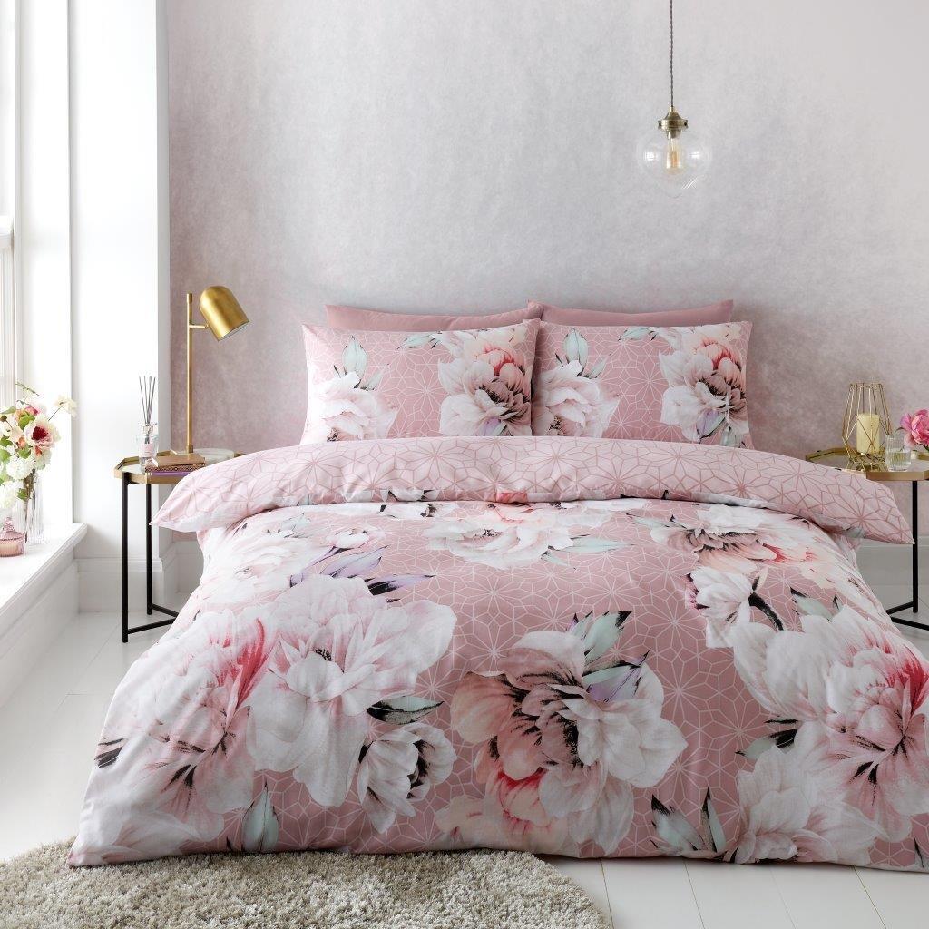 ARIANA Floral Printed Modern Style Reversible Duvet Quilt Cover Bedding ...